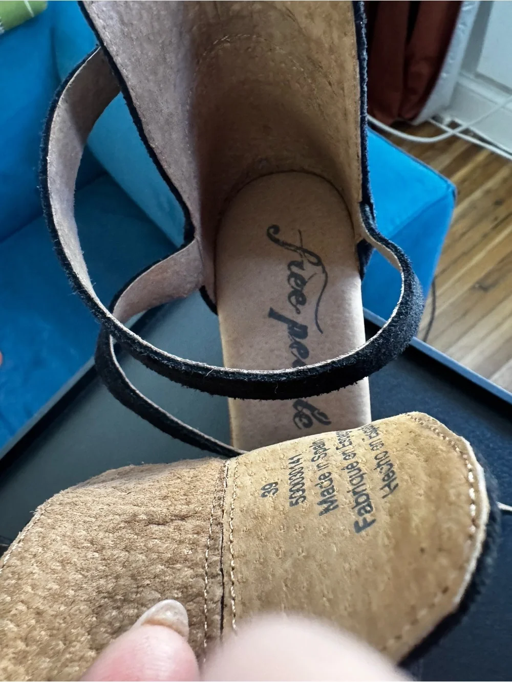 Free People Cedar Clog - Black Suede Platforms with Straps -  NEVER WORN Sz 39/9